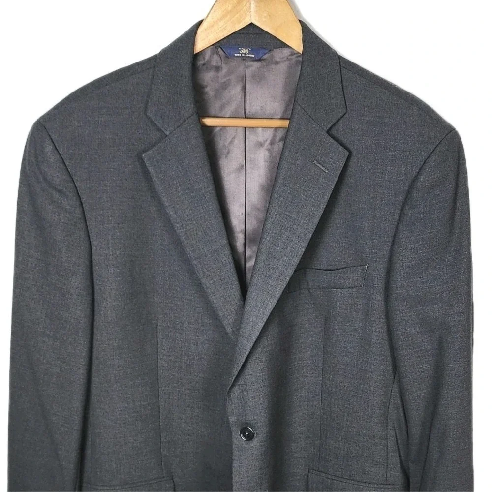 Brooks Brothers 346 Suit Jacket Men's 44R Gray Wool Blend‎ Stretch Career Office
